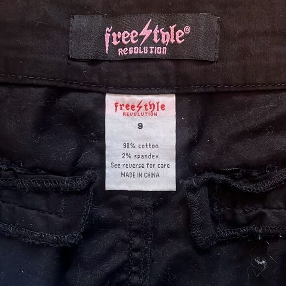 Free Style Revolution Womens Black Stretch Fabric Flat Front Chino Shorts - Picture 5 of 5